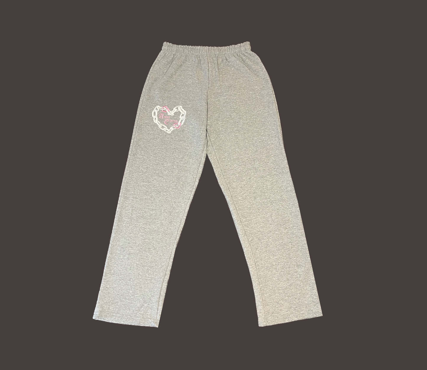 "Amor Eterno" Embroidered Gray Cloud Sweatpants