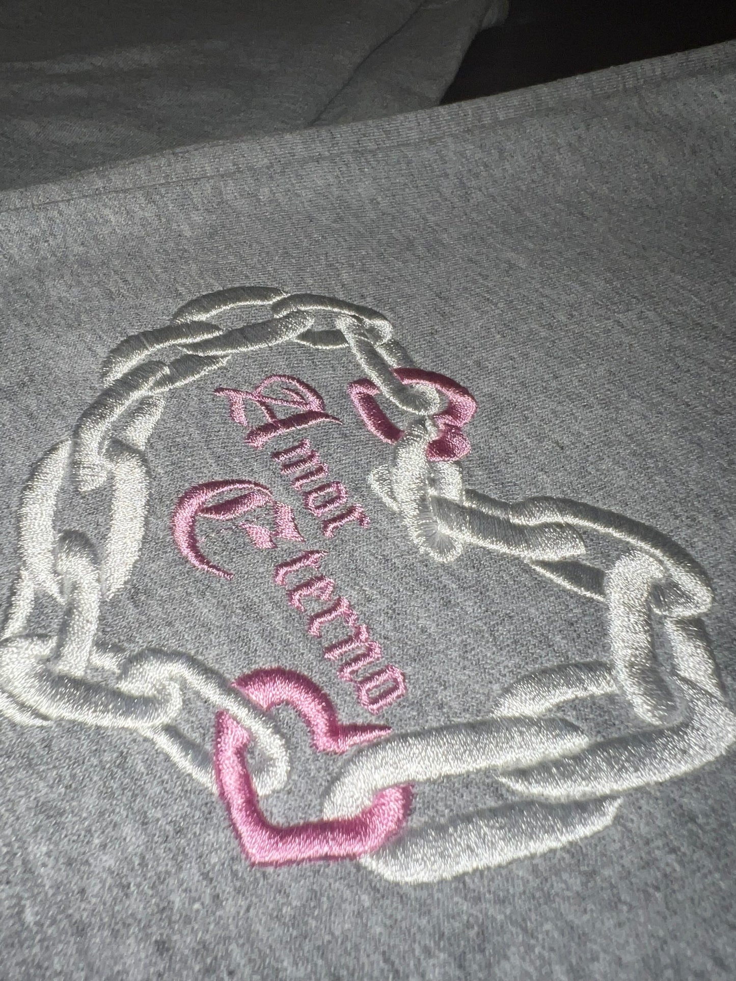 "Amor Eterno" Embroidered Gray Cloud Sweatpants