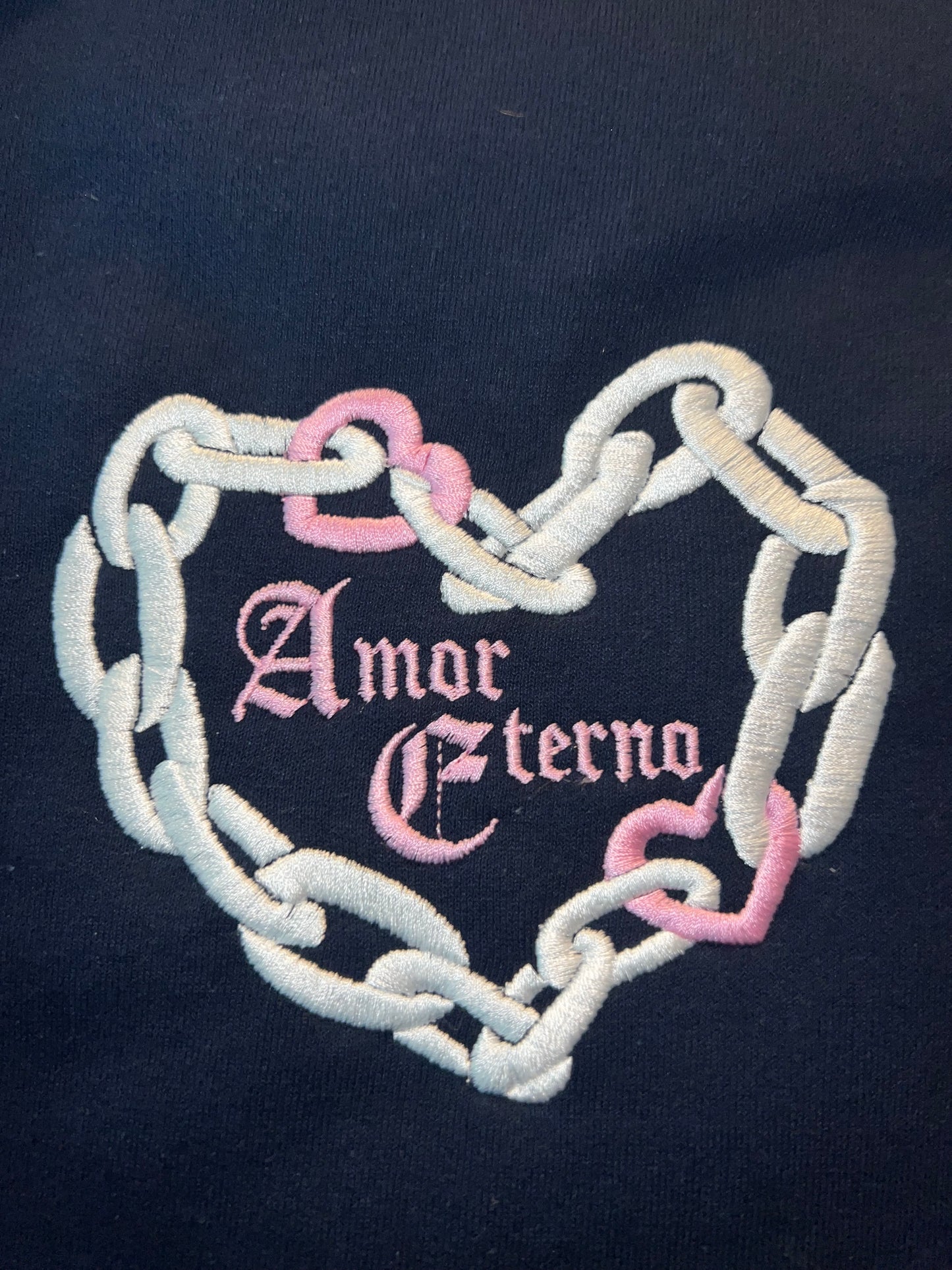 "Amor Eterno" Embroidered Navy Sweatpants