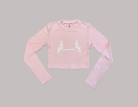 'Give me Butterflies' Cropped Long Sleeve