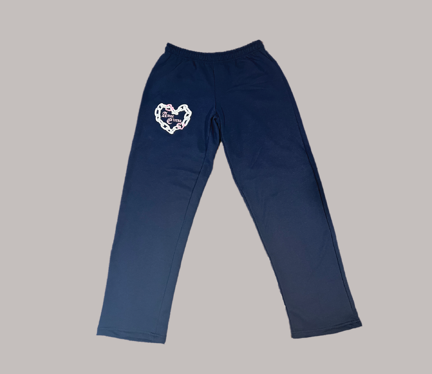 "Amor Eterno" Embroidered Navy Sweatpants
