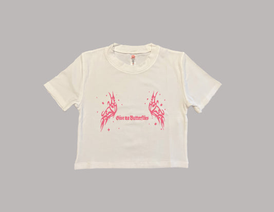'Give me Butterflies' White Baby Tee